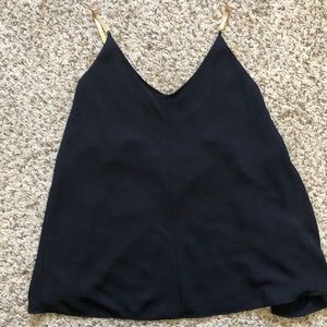Black Tank with Gold Metal Straps